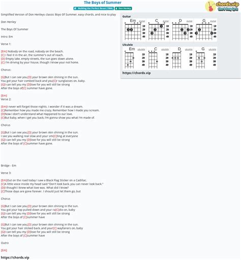 Chord: The Boys of Summer - tab, song lyric, sheet, guitar, ukulele | chords.vip