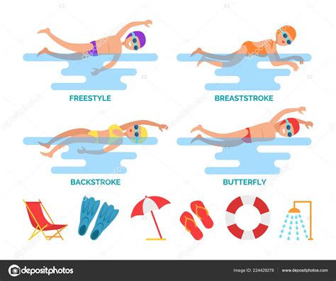 Breaststroke And Backstroke Vector Illustration Stock Vector Image By