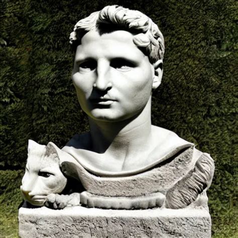 The Roman Emperor Augustus Mixed With Cat Sculpture Of Stable