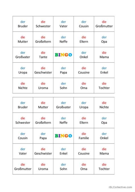 67 Bingo Deutsch DAF Arbeitsblätter pdf doc