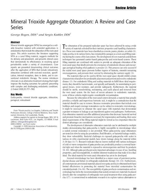 Pdf Mineral Trioxide Aggregate Obturation A Review And Case Series