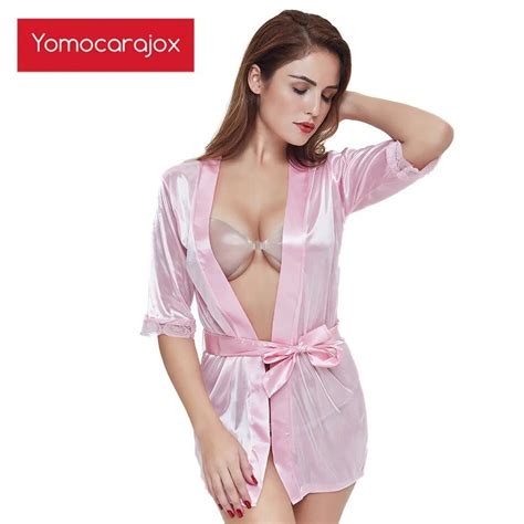 Ropa Interior Sexy Para Mujer Bata De Ba O De Seda Pijamas Camis N