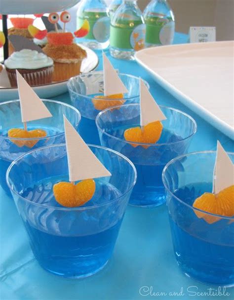 Check Out This Nautical Dessert—blue Jello Topped With Mandarin Orange Boats Clean