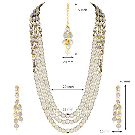 Peora Brass White Opera Designer Gold Plated Necklaces Set For Women