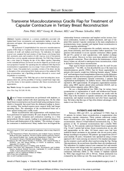 (PDF) Transverse Musculocutaneous Gracilis Flap for Treatment of Capsular Contracture in ...