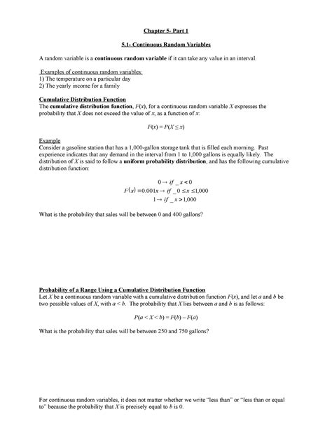 Newbold Chapter 5 Part1 Chapter Part 1 Continuous Random Variables A