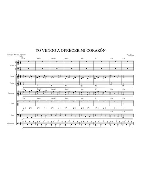 Yo Vengo A Ofrecer Mi CorazÓnarreglo Sheet Music For Piano Violin