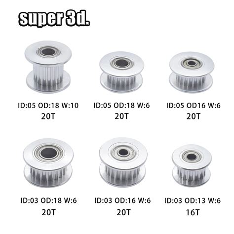 5pcs 3D Printer GT2 Idler Timing Pulley 20T ID3 5mm OD 13 16 18mm Use