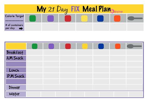 21 Day Fix Workout Schedule And Portion Control Diet Sheets 21 Day Fix