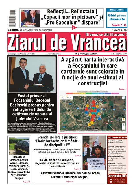 Prima Pagin A Edi Iei Tip Rite A Ziarului De Vrancea De Miercuri