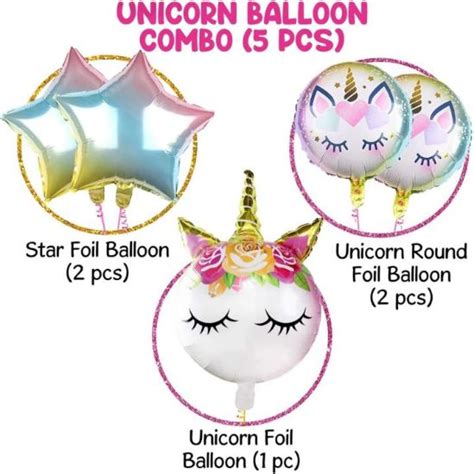 Set de Globos Metálicos Cabeza de Unicornio 5 Piezas CorreosClic