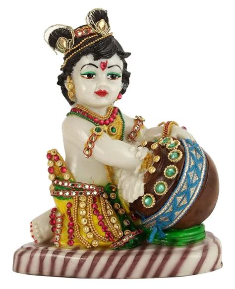 Home Decor God Lord Krishna Makhan Chor Idol Sculpture Decorative