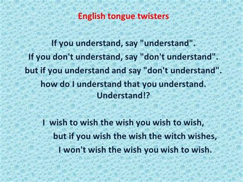 Funny Tongue Twisters In English