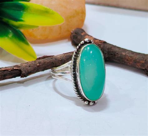 Aqua Chalcedony Ring 925 Sterling Silver Handmade Jewelry Women Gift