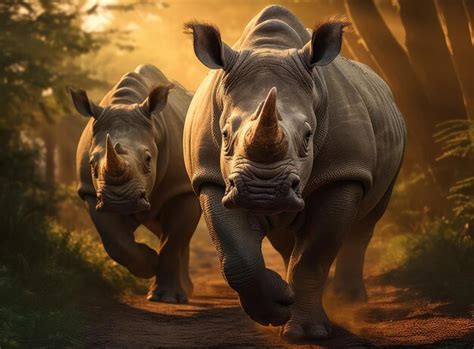 Premium Photo A Group Of Rhinos