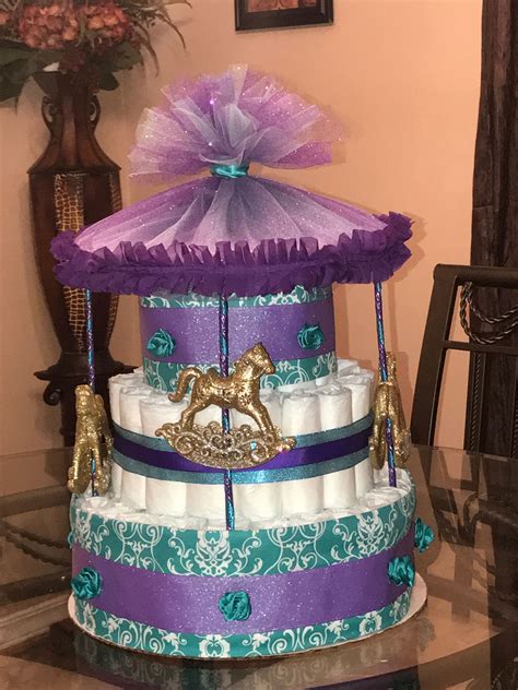 Carousel Diaper Cake By Bee Baby Diaper Cake Diaper Cakes Girl Baby