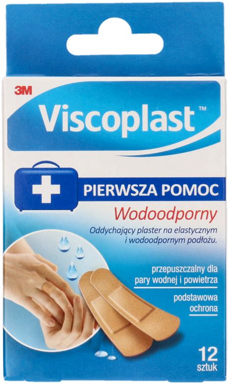 3M VISCOPLAST Pierwsza Pomoc plastry oddychające wodoodporne 12 szt