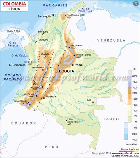 Mapa de Colombia Mapa Físico Geográfico Político turístico y Temático