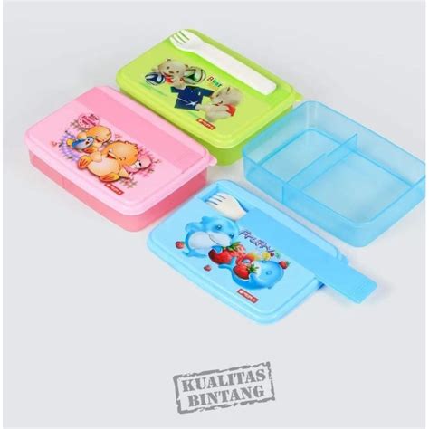 Jual Kotak Makan Lunch Box Lion Star Pakai Penyekat Dan Garpu Lion Star