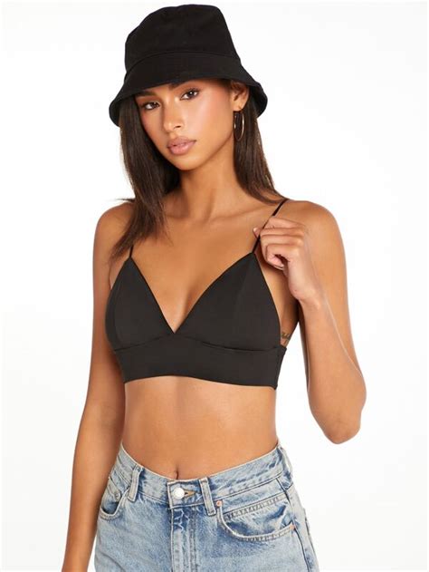 Shein Basics Solid Bustier Crop Cami Top Shein Usa