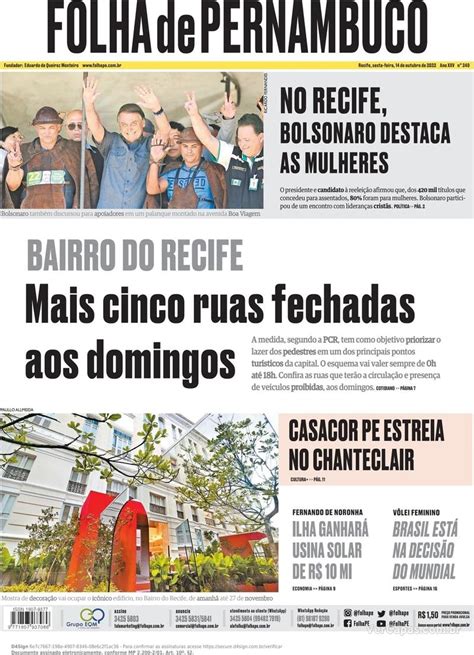 Capa Folha De Pernambuco Segunda De Setembro De