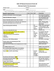 Rubric For PA Assess With Findings Docx NUR 190 Physical Assessment