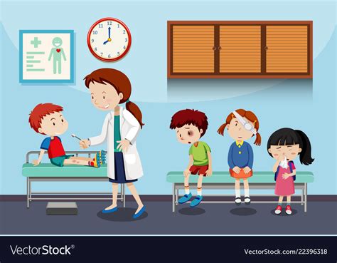 A doctor helping kids Royalty Free Vector Image