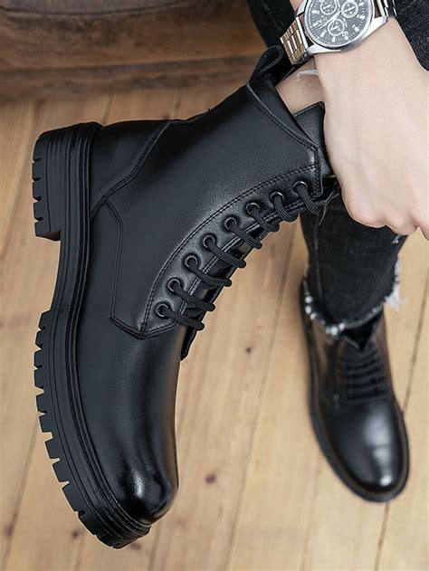 Men Minimalist Lace Up Front Boots In 2024 Boots Outfit Men Black