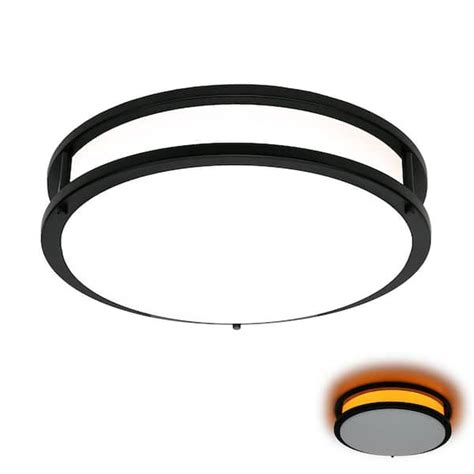 Commercial Electric 15 In Matte Black Orbit LED Flush Mount Ceiling