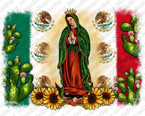 Mexican Flag Lady Of Guadalupe Distressed Background Png Design Lady Of