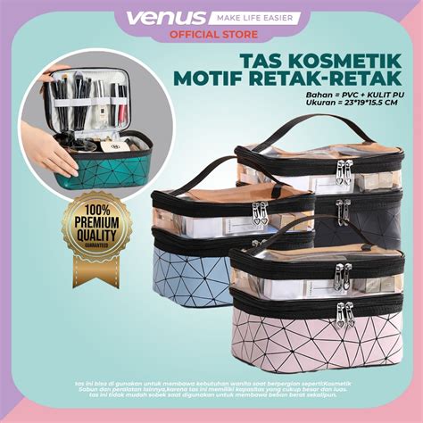 Jual VENUSJKT Tas Kosmetik DOUBLE LAYER Pouch Penyimpanan Kosmetik