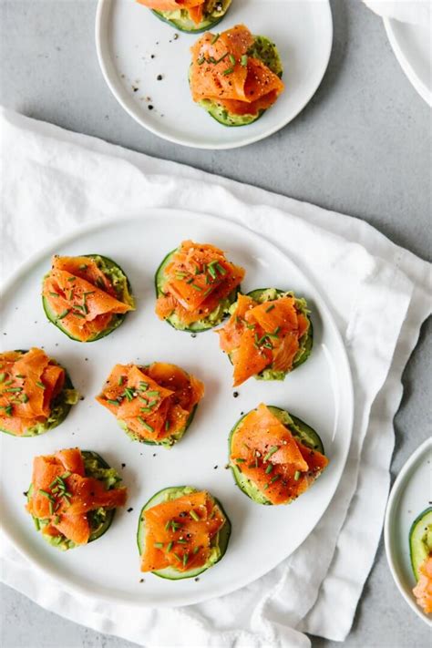 Smoked Salmon Avocado And Cucumber Bites Downshiftology