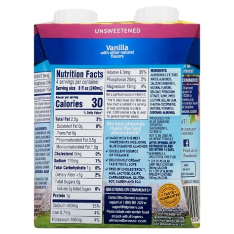 Almond Milk Nutrition Facts Label | Besto Blog