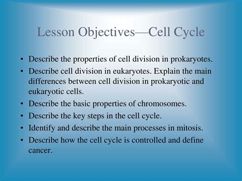 Ppt Lesson Objectivescell Cycle Powerpoint Presentation Free