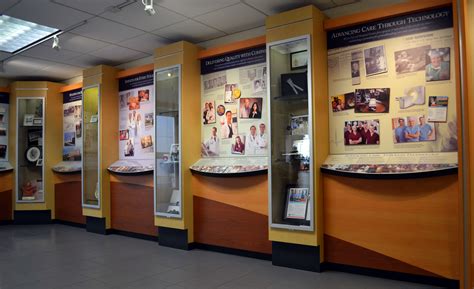 This history timeline display, complete with artifact showcases and