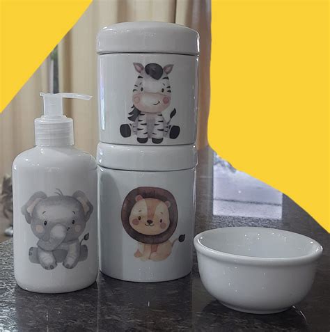 Kit Higiene Bebê Safari 4 Peças Td Porcelana Elo7