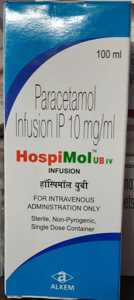 HospiMol Injection Paracetamol Infusion IP 10 Mg Ml Packaging Type