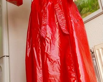 Red Vinyl Pvc Raincoat Rainjacket Raincape Rubbercoat Catsuit Etsy