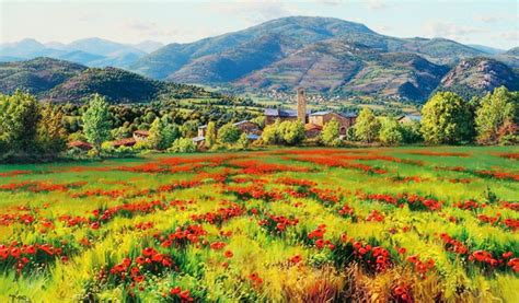 Imágenes Arte Pinturas: "Bonitos" paisajes del campo con flores de la ...