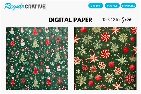 Red And Green Christmas Digital Paper