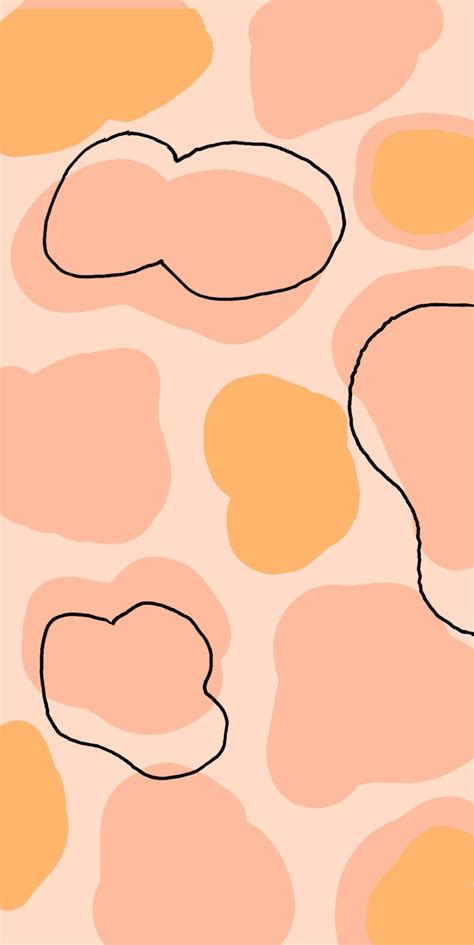 An Orange And Pink Background With Some Shapes In The Shape Of Heart