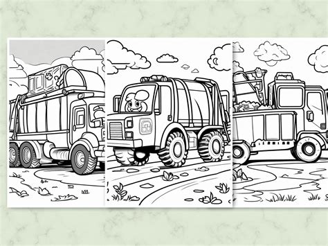 Garbage Truck Coloring Pages Cute Trash Truck Birthday Party - Etsy