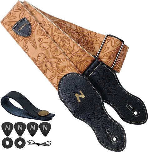 Nefelibata Guitar Strap With Pick Pocket Inch Porter Style Leather