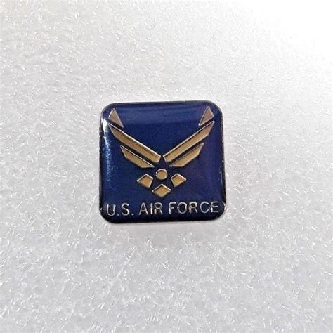 Us Air Force Square Logo Lapel Pin Blue Enamel Background Square