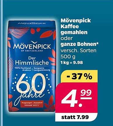 Mövenpick Kaffee Gemahlen Oder Ganze Bohnen Angebot bei Netto