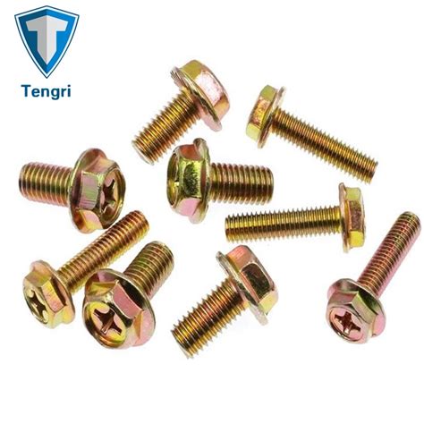 Brass Copper Bronze Slotted Drive Hex Head Flange Bolt Flat Head Hex