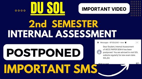 DU SOL 2nd Semester Internal Assessment Postponed SMS SOL Big Update