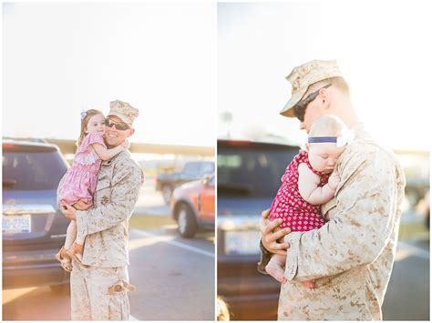 Dad Meets Baby Girl Military Homecoming Jacksonville NC Photograph