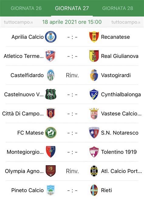 Futuromolise Calcio Serie D Girone F Le Gare Di Oggi Delle Squadre