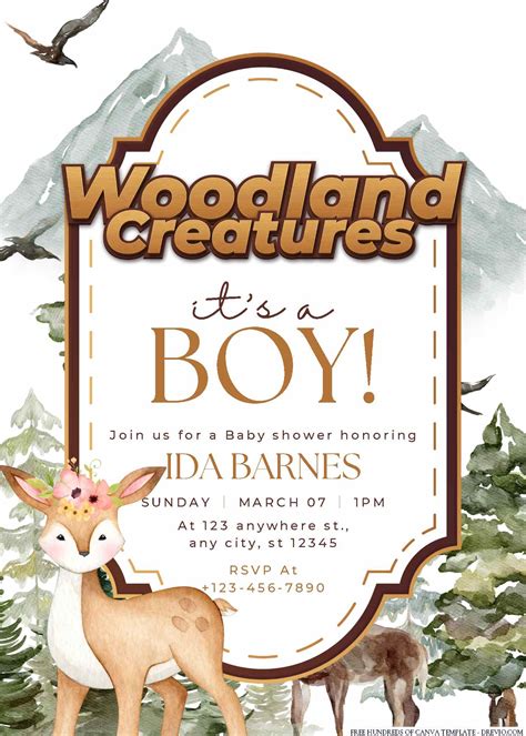 Free Woodland Creatures Baby Shower Invitation Templates Fridf